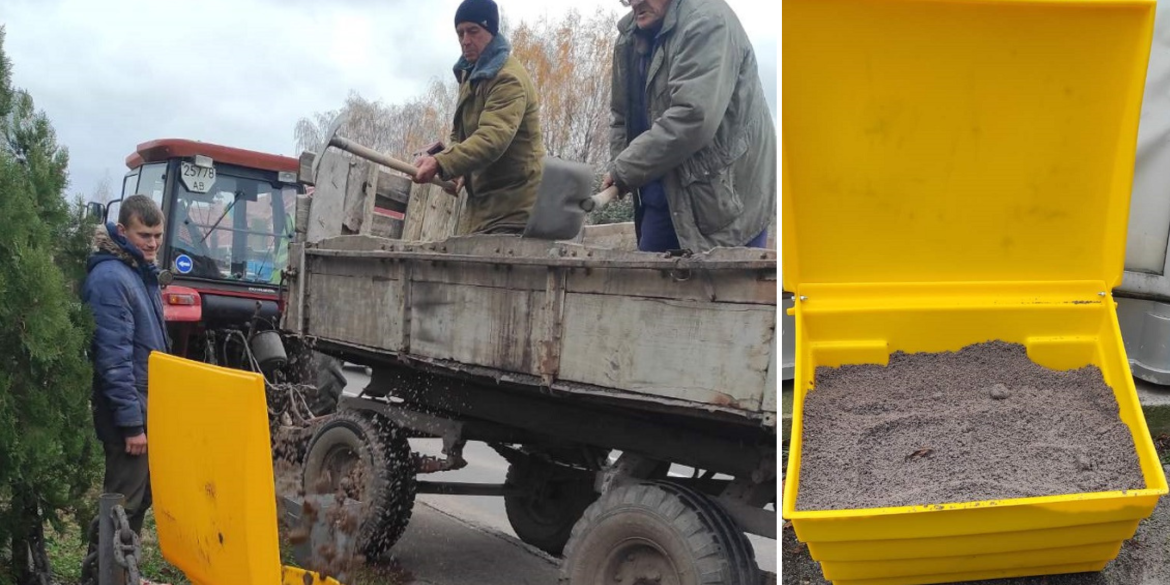 У Калинівській громаді подбали про нові ящики із піщано-сольовою сумішшю