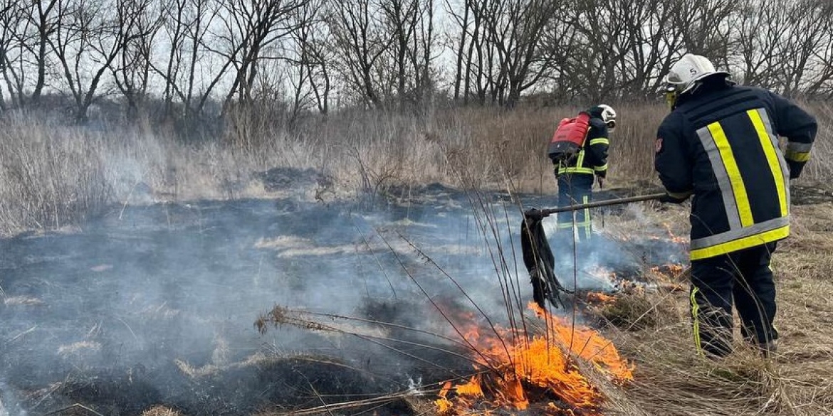 Від ранку рятувальники Вінниччини тричі гасили загоряння сухої рослинності