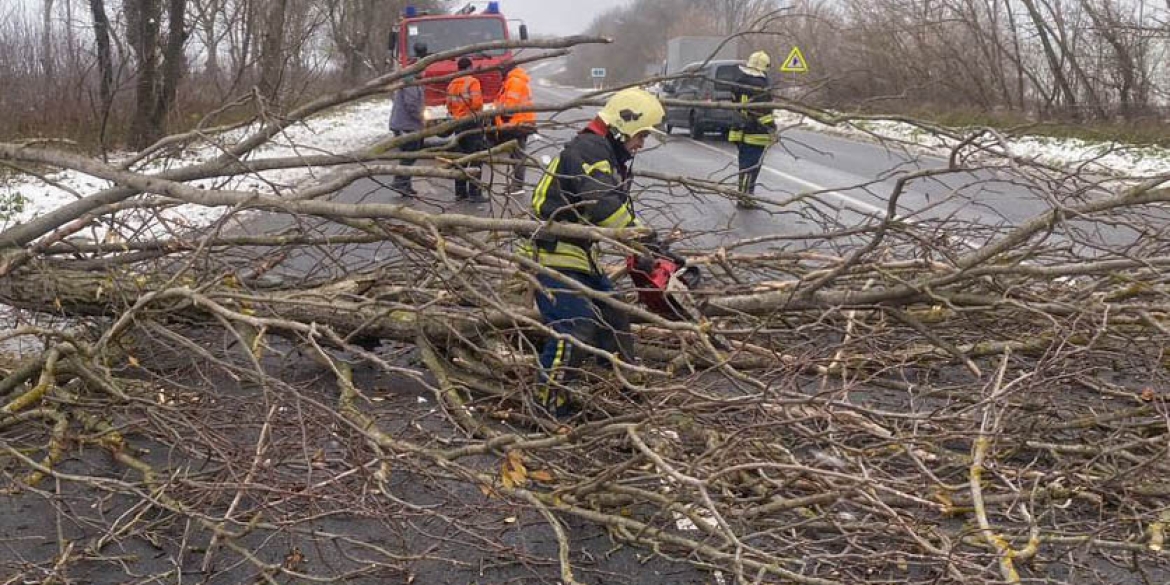 Вінницькі рятувальники прибирали з доріг дерева та відбуксирували “швидку”