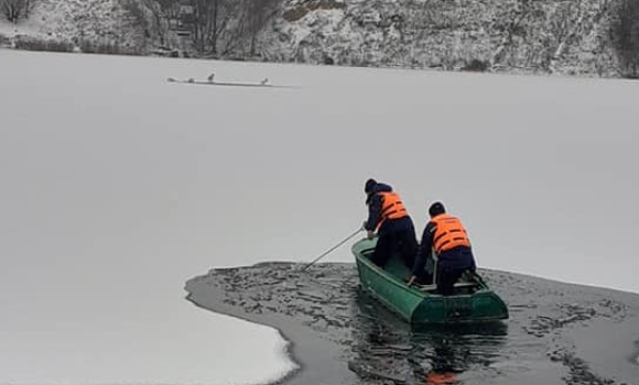 Рятувальників із Гнівані викликали, щоб допомогли “примерзлим лебедям”