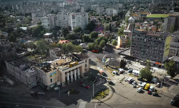 Ексклюзивне відео зруйнований Будинок офіцерів у Вінниці з висоти пташиного польоту