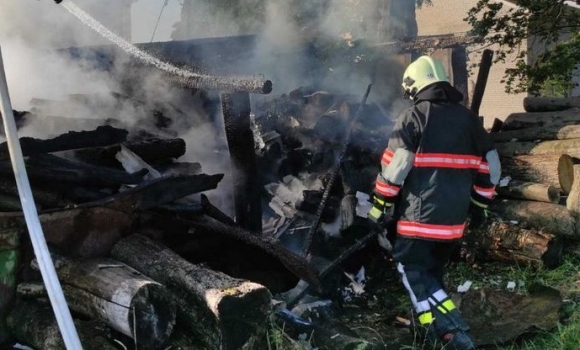 На Гайсинщині вогонь знищив господарчу споруду з дровами