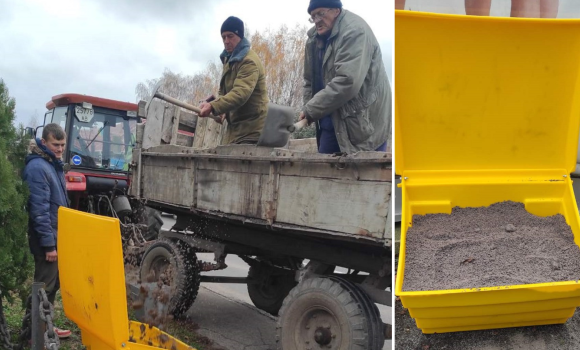 У Калинівській громаді подбали про нові ящики із піщано-сольовою сумішшю