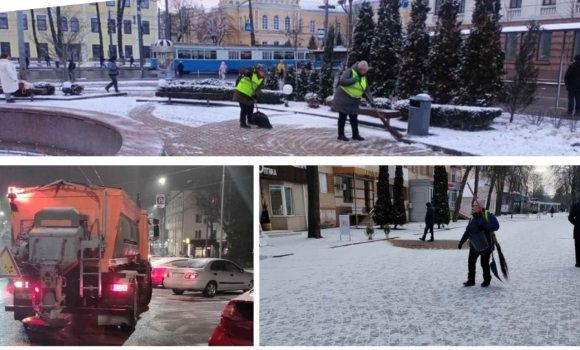 Вінницю засніжило на вулицях техніка працювала з ночі, від ранку прибирали прибудинкові території