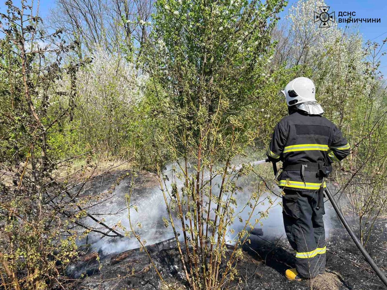 Рятувальники Вінниччини за добу загасили 12 загорянь сухої рослинності