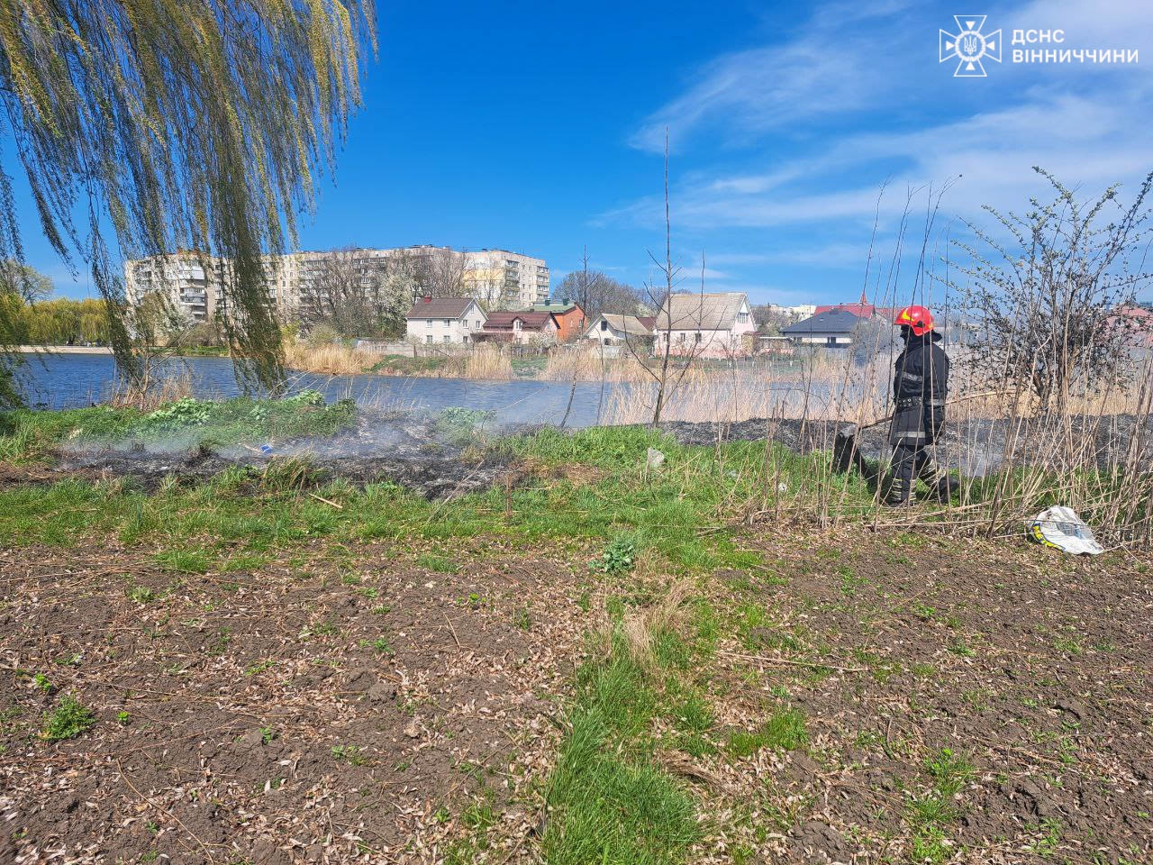 У Вінниці спіймали на гарячому жінку, яка підпалила очерет біля місцевого ставка