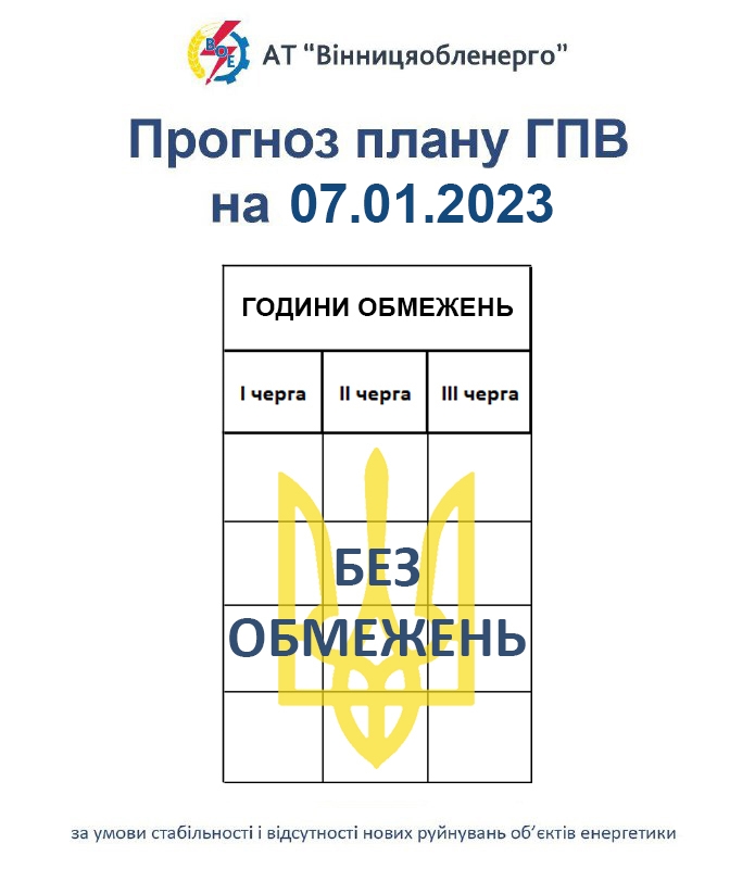 Сьогодні, 7 січня, на Вінниччині не вимикатимуть світло
